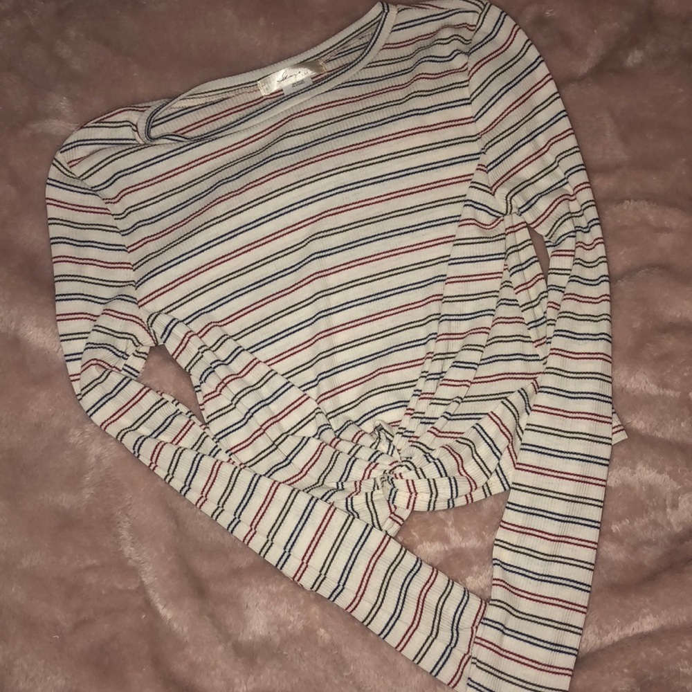 Stripped Long sleeve Crop Top